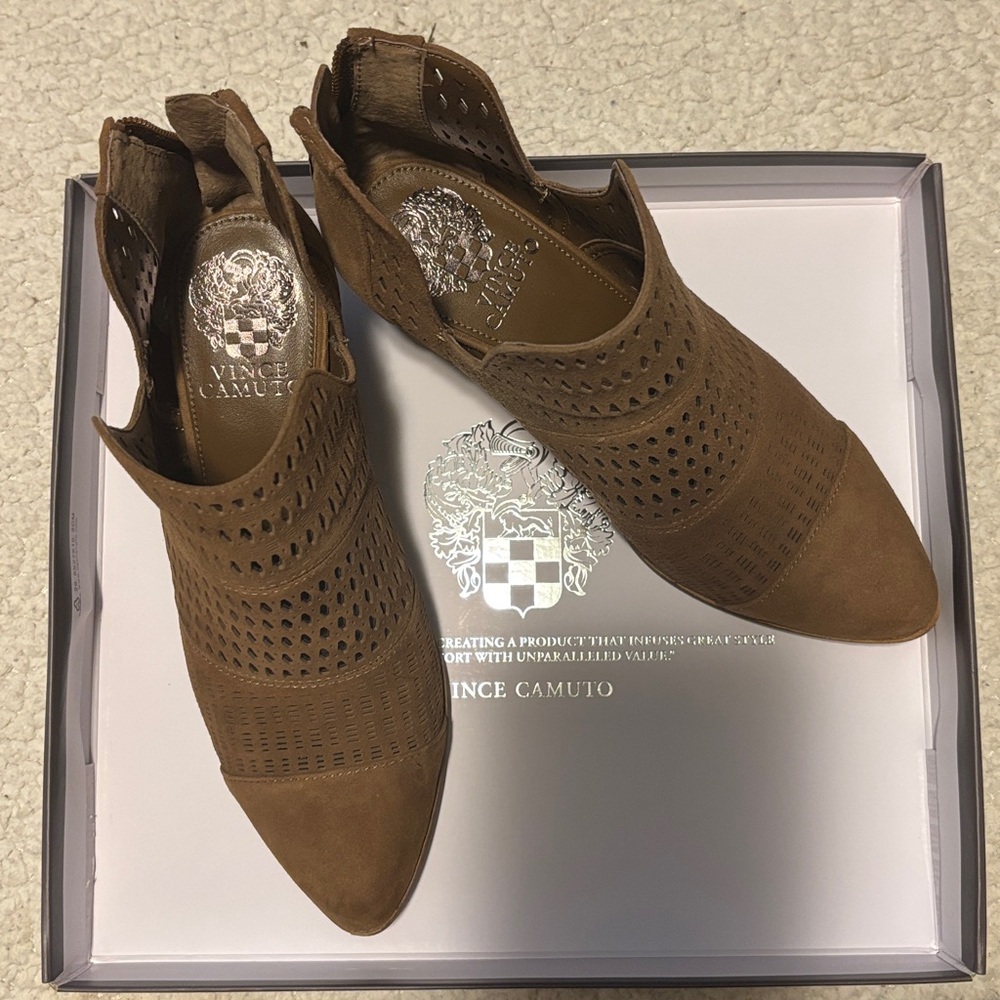 Vince Camuto Tan Perforated booties